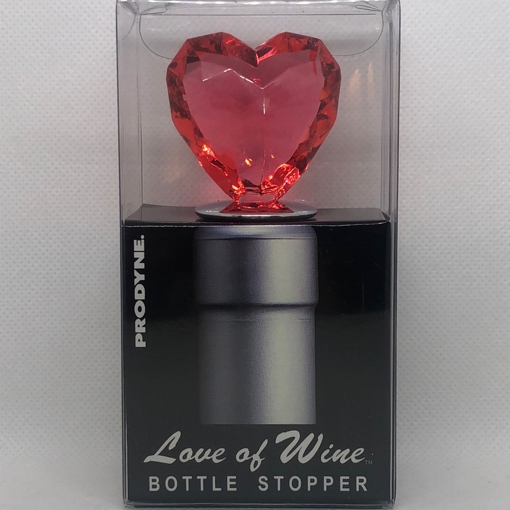 🩷 Prodyne Solid Crystal Pink Heart 🩷 Bottle Stopper For Wine Spirits🍷NIB 🩷
